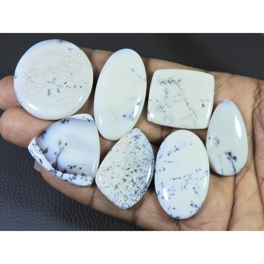 260Cts. Natural Dendrite Opal Agate Mix Cabochon Loose Gemstone 07 Pcs Lot C-1322