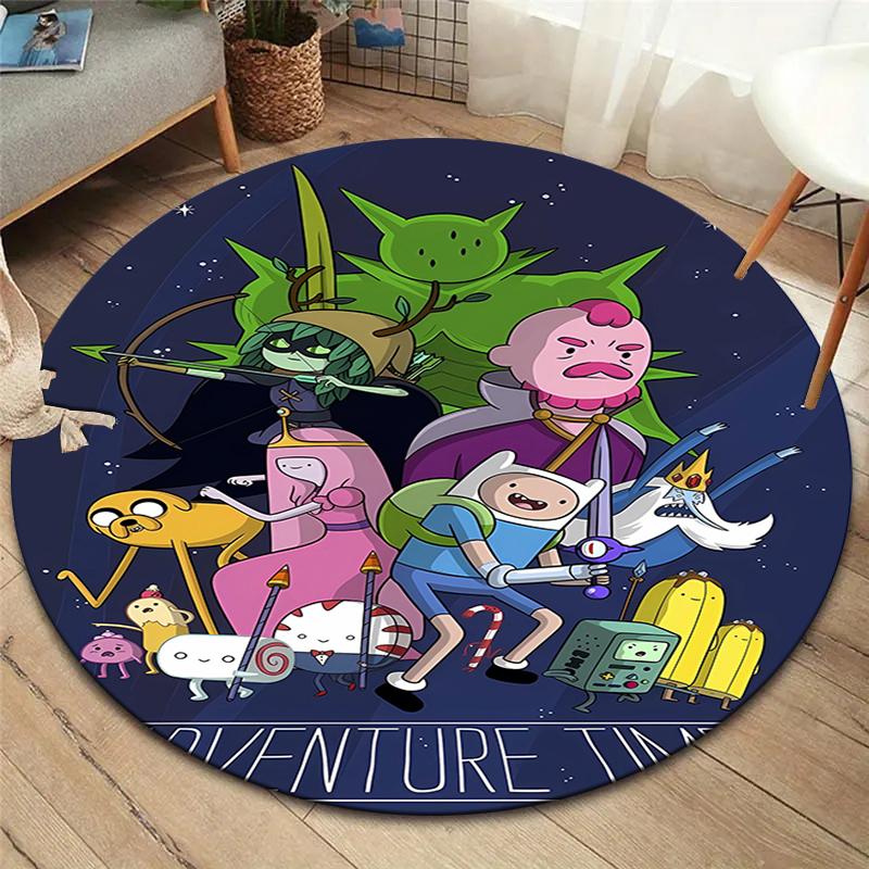 Adventure Time Round Area Rug,Carpet Rug for Living Room Bedroom Sofa Playroom Decor,Non-slip Floor Mat