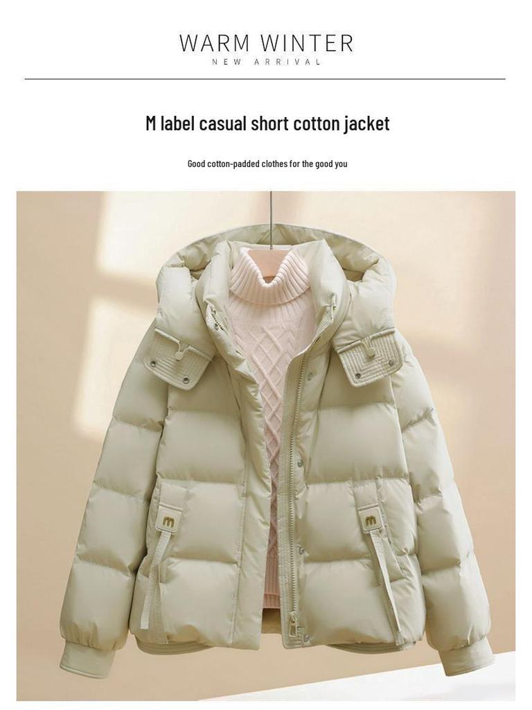 Women's Short Cotton Jacket 2025: Winter Korean Style Loose Stand Collar Down Coat, Thickened and Versatile Outerwear.