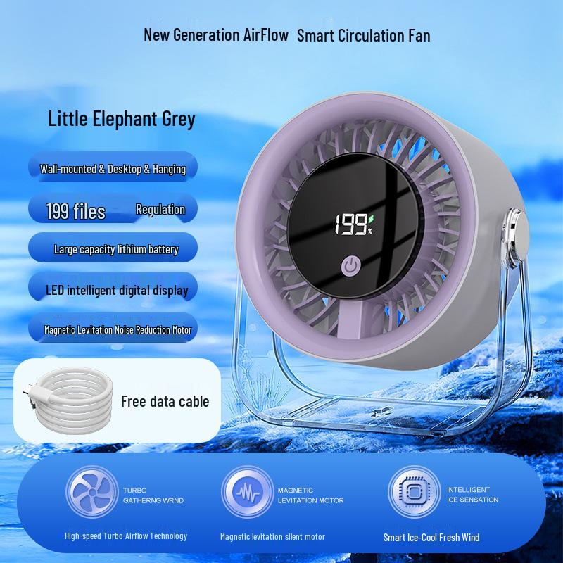 

USB Desktop Electric Fan with Timer, Digital Display, 100-Speed, Aromatherapy, Compact Design for Kitchen or Home 17x18x15 cm