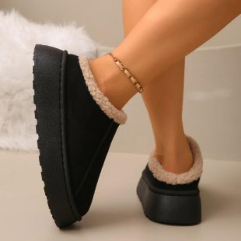 Women's Padded Lining Soft Thick Bottom Heightening Home Outdoor Thickened Warm Lightweight Comfortable Stirrups Cotton Shoes Snow Boots Slippers