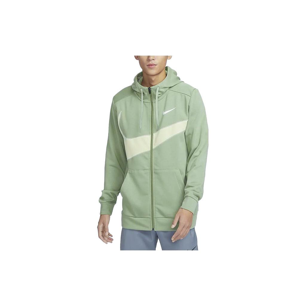 Nike Colorblock Quick-Dry Hooded Zip-Up Casual Jacket Men Outerwear Olive-Green FB8576-386