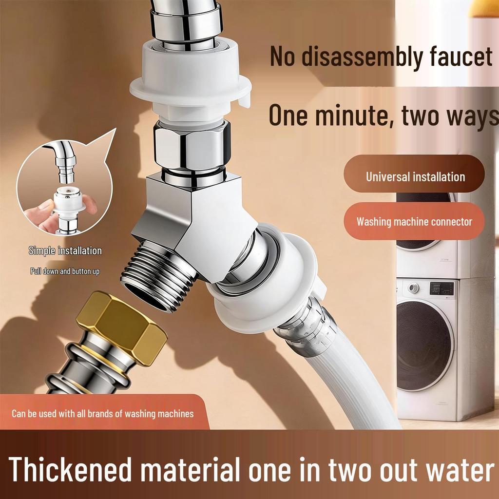 Dual Outlet Washing Machine Faucet Splitter Valve