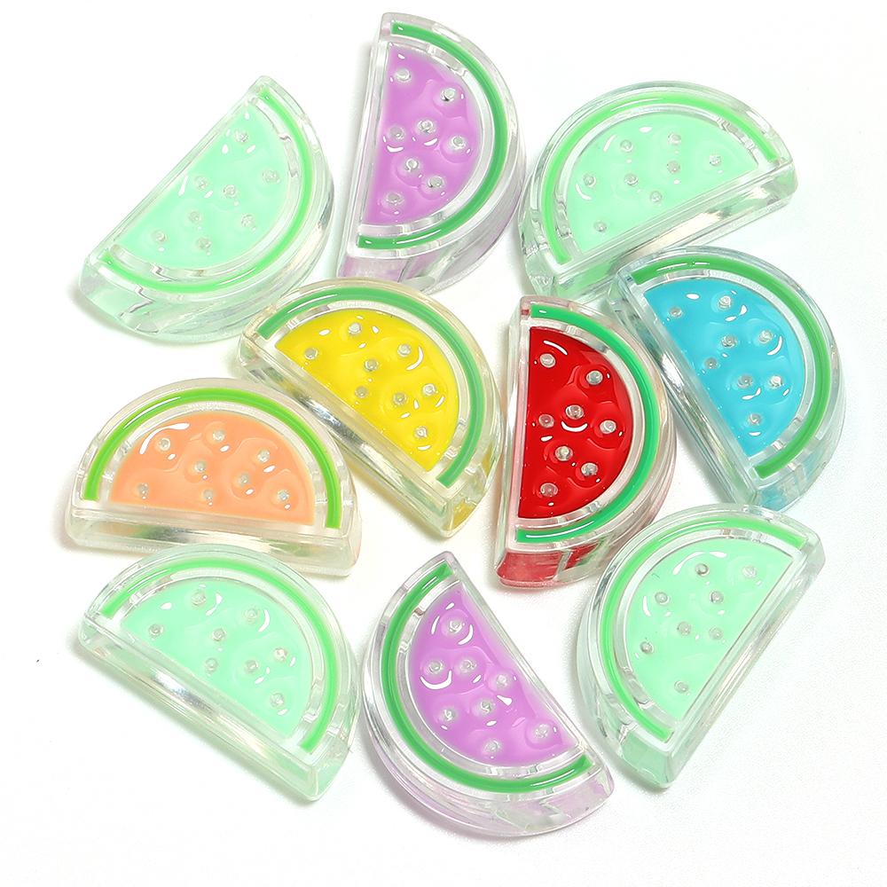 

10pcs/lot Acrylic Big Hole Beads Colored Rainbow Watermelon Candy Shape Loose Beads For DIY Charms Bracelet Keychain Accessories