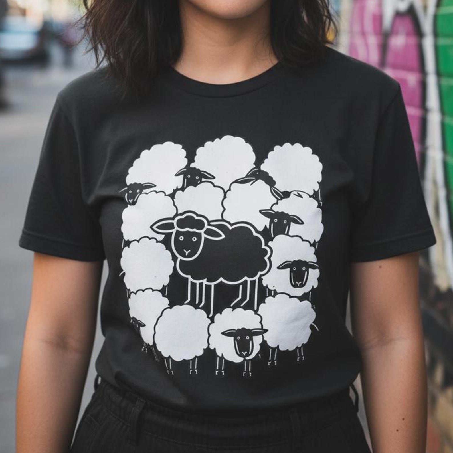 Black Sheep Bella Canvas Tee, Unique Rebel Graphic Shirt, Unisex Outcast T-Shirt, Quirky Gift for Black Sheep, Premium Bella Canvas Tee 4XL