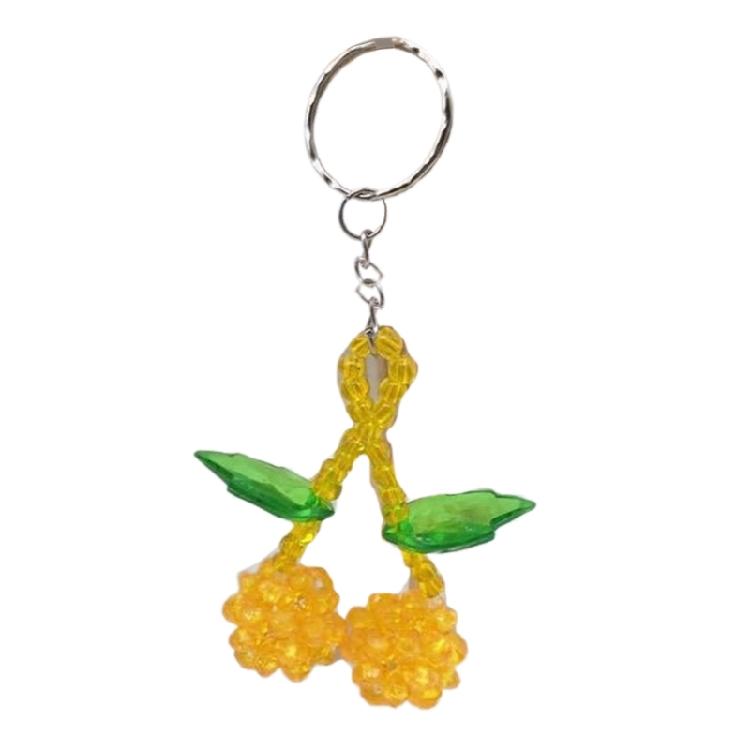 Cherry Pendant Keychain Stylish Fruit Beaded Keyring Accessory for Everyday Use