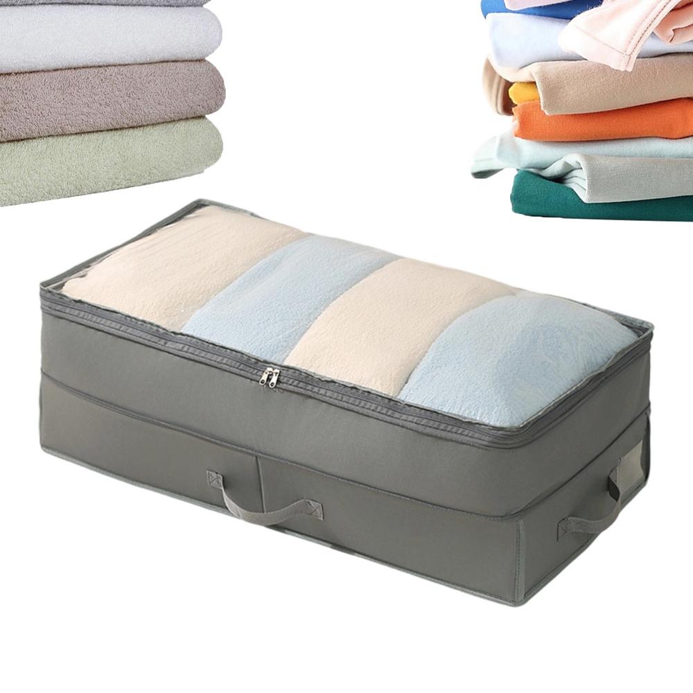 Under Bed Storage Bins Large Capacity Foldable Dustproof Box Under Bed Storage For Quilts Blankets Seasonal Clothing Bedding