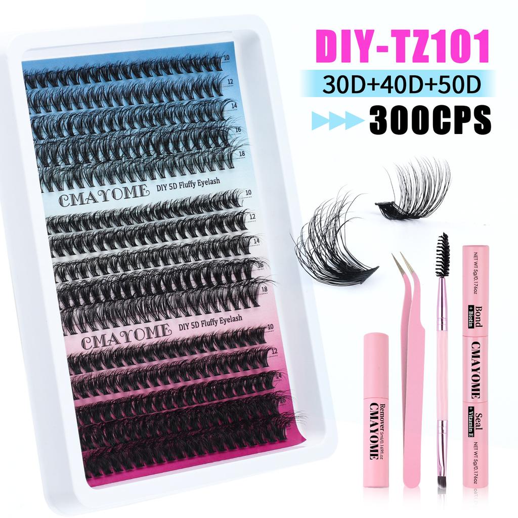 Thick 300-Cluster D-Song Mixed False Eyelash Set 10-18M Curled Diy Segmented Eyelashes