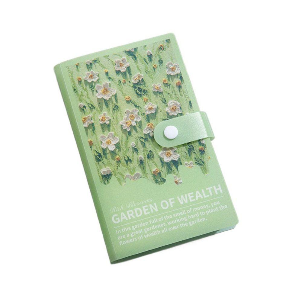 Flower Printed Button Notebook for Money Anti-splash Water PVC Savings Book  50 Sheets