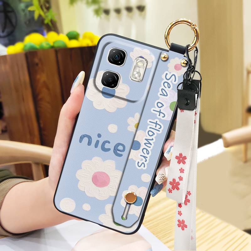 Anti-knock Oil Painting Phone Case For Infinix Hot50i/Smart9/X6531/X6532 Back Cover Wristband Fashion Design Shockproof
