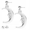 Silver Earrings Moons Night Half Moon With Face Moon Silver 925