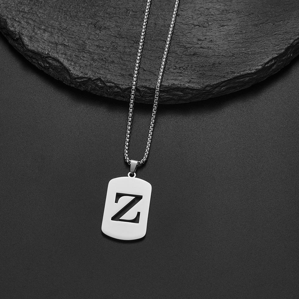 Unisex Stainless Steel English Alphabet Necklace - Niche Design, Simple, Versatile Long Chain for Hoodies