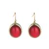 Court-Style Vintage Brass Earrings with Red Corundum Enamel Cloisonne Design