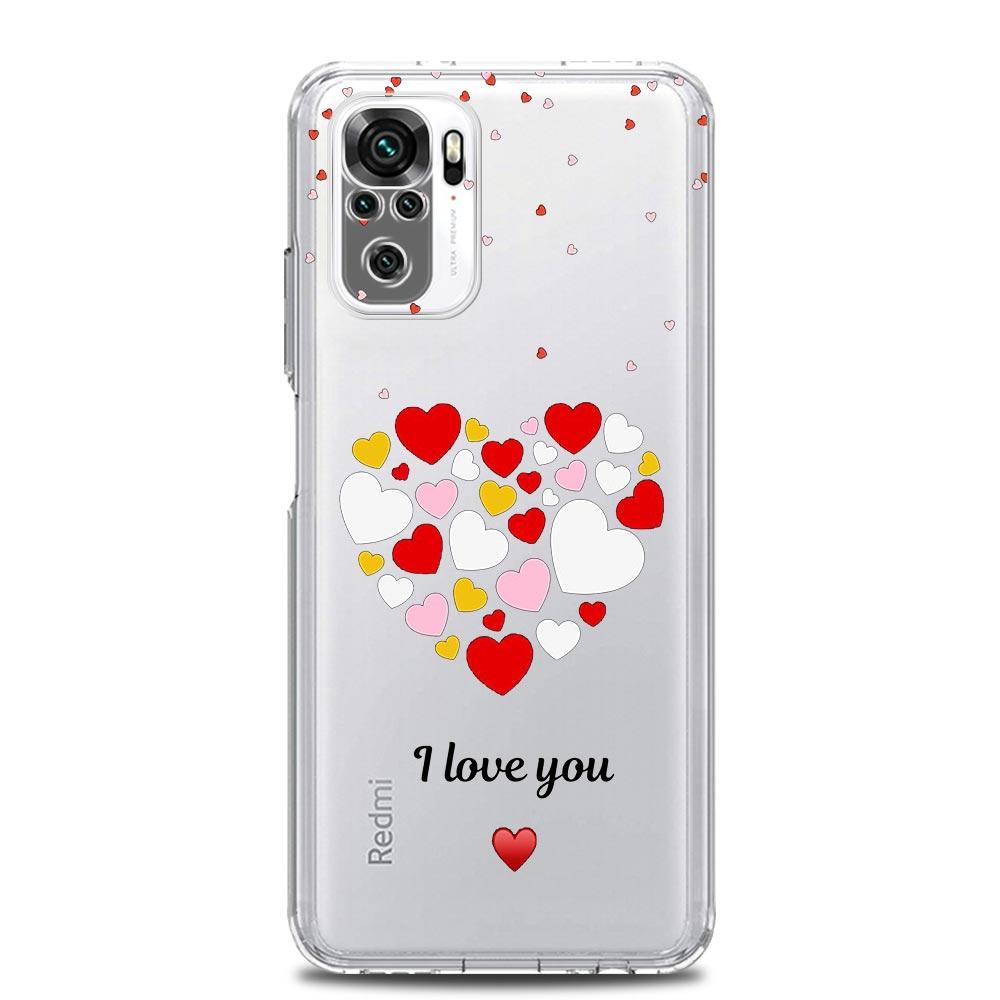 Handyhülle für Xiaomi Redmi Note 13 12 5G 9S 9 8 10 11 Pro Plus 4G 9T 13C 12C 10C 9C 9A 7 Pro Durchsichtige Hülle Ich liebe dich Rosa Herz