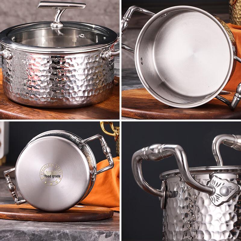 Japanese Style 304 Stainless Steel Single Serve Hot Pot with Lid