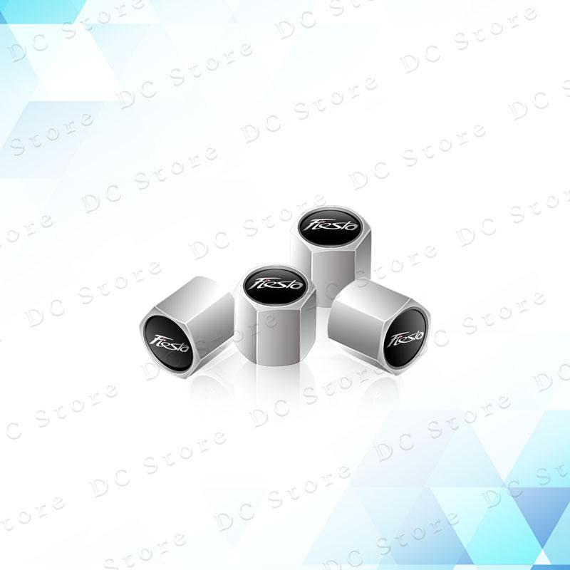 AAANK1 4pcs Metal Aluminum Alloy Car Wheel Tire Valve Air Stem Cap Dust Proof Covers For Ford Fiesta Emblem Accessories