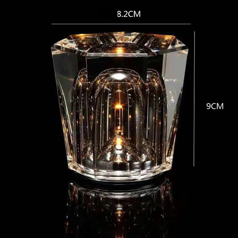 1PC Crystal Atmosphere Table Lamp Diamond-shaped Rechargeable Night Light for Bedroom Living Room Bar Party Decor Lighting