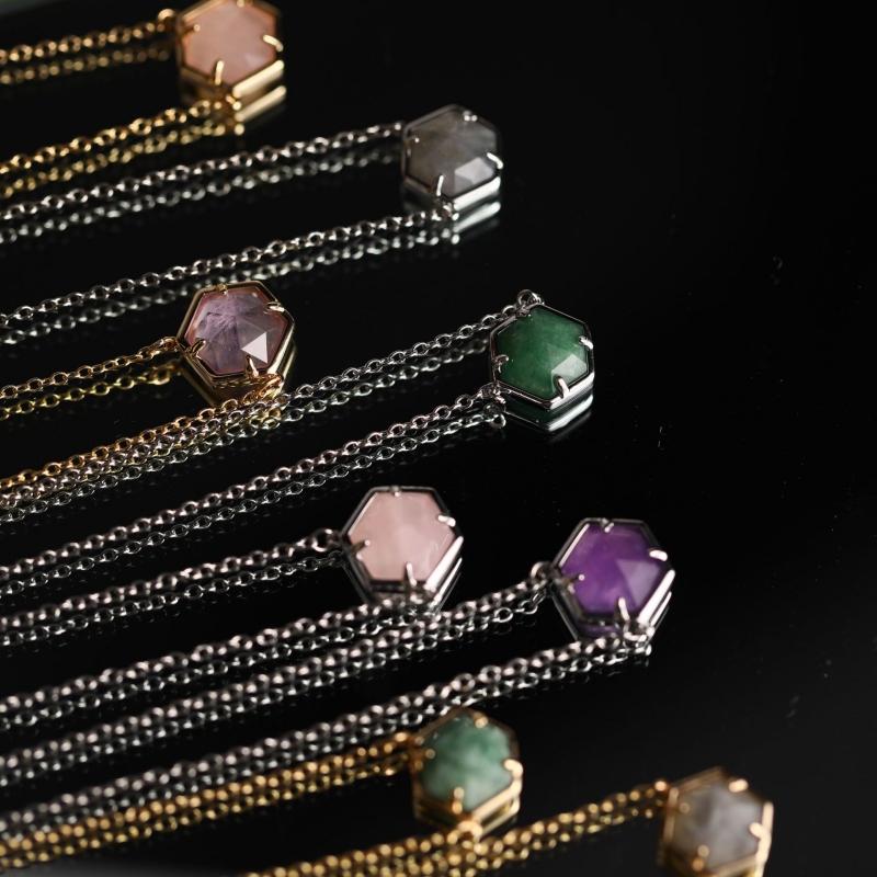 Women's Dainty Chain Necklace with Gemstone Pendant Fashion Choker Style