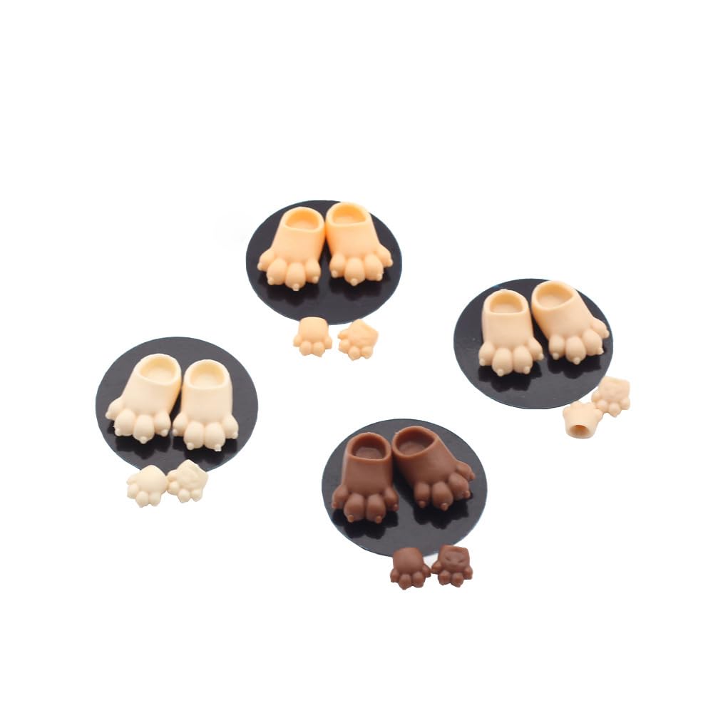 Niannyyhouse DOD Body 10.5cm Cat Hands and Feet Stretch Cord Model Movable Figure Body Compatible with GSC and 1/12 BJD Doll Heads (Coffee-A)