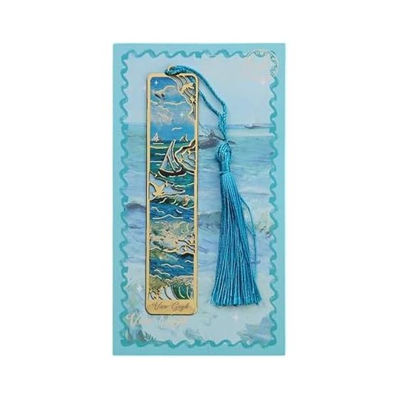 Elegant Hollow Metal Bookmarks with Tassels - Artistic Brass Page Markers for Readers, Gifts for Women, Girls, Teachers, Friends - Nature & Landscape