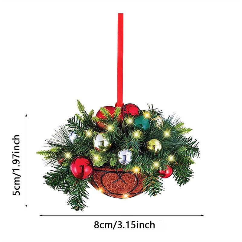 Creative Home Christmas Tree Hanging Basket Ornament Decorations Cute Flower Hanging Basket Wooden Pendant