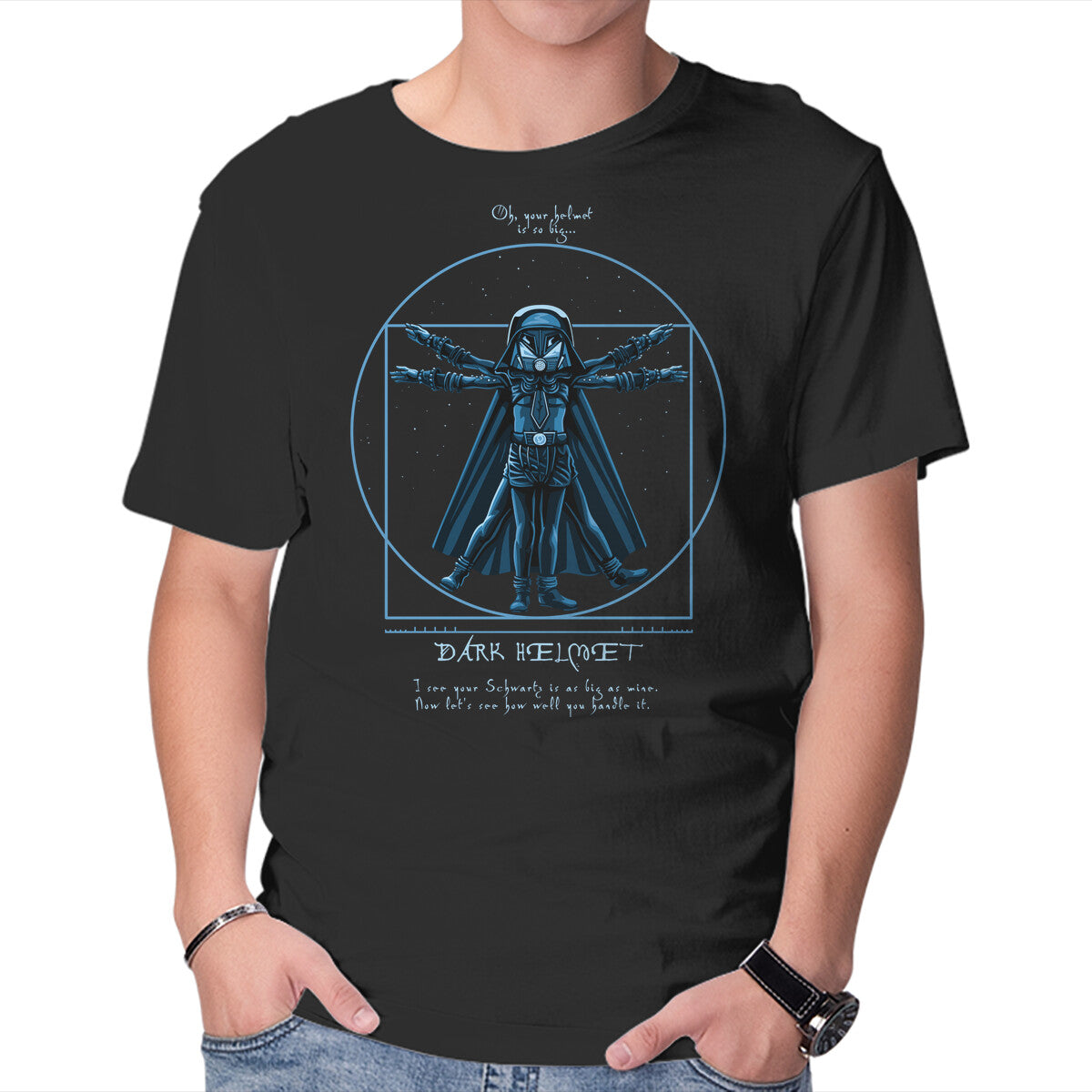 Unisex Crew Neck T-Shirt Vitruvian Helmet Graphic Short Sleeve Casual Tee L