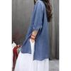 Women Summer Spring Round Neck Half Sleeve Cotton Linen Blend Embroidered Retro Casual Tunic Top