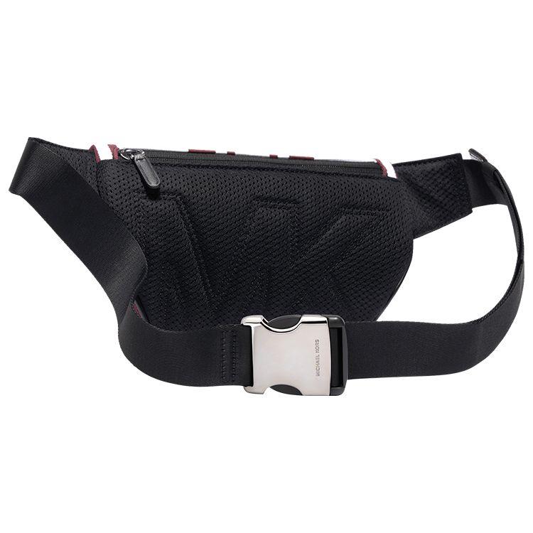 Michael Kors Hudson Striped Color Block Fabric Waist Bag Small Men bags White Burgundy Black 33U2LHDC7J-163