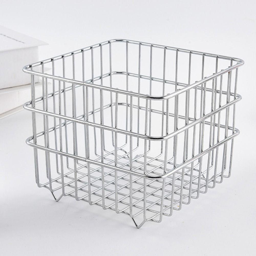 Waterproof Bathroom Storage Rack Stainless Steel Square Wire Basket Countertop Holder