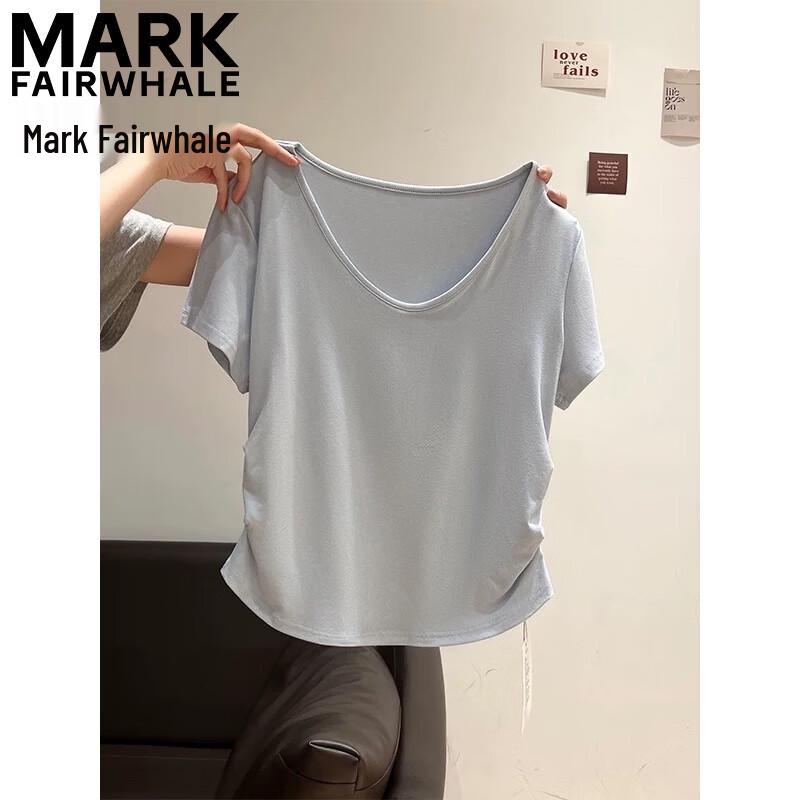 MARK FAIRWHALE Women s V-Neck Pleated Short Sleeve T-Shirt L