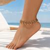 Retro Style Anklet, Adjustable Fit Thin Chain Anklet, Four-leaf Clover Pendant Anklet with Water Drop Bell Tassel, Ankle Jewelry for Beach Vacation