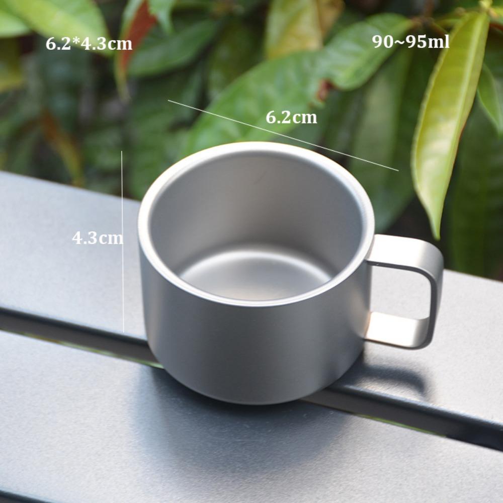 2pcs High Quality Small Size Coffee Cup Double Layer Multistyles Coffee Spoon Teacup Pure Titanium Pearl Milk Tea Tube