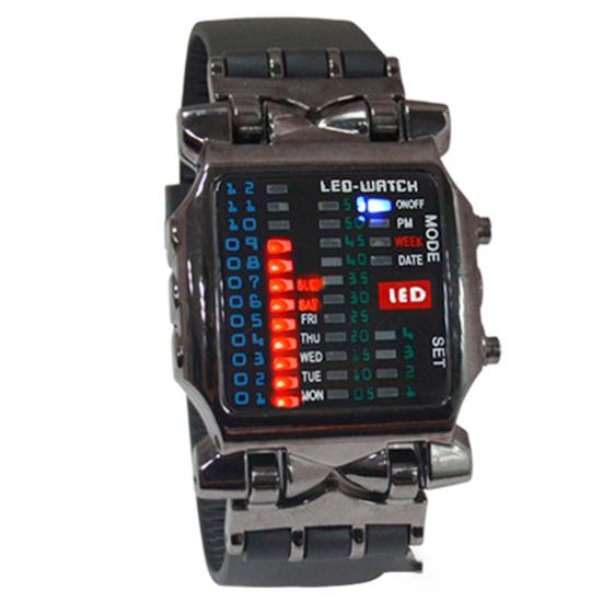 Watch Rectangle Adjustable Plastic Creative Number Matrix LED Digital Watch for Boys