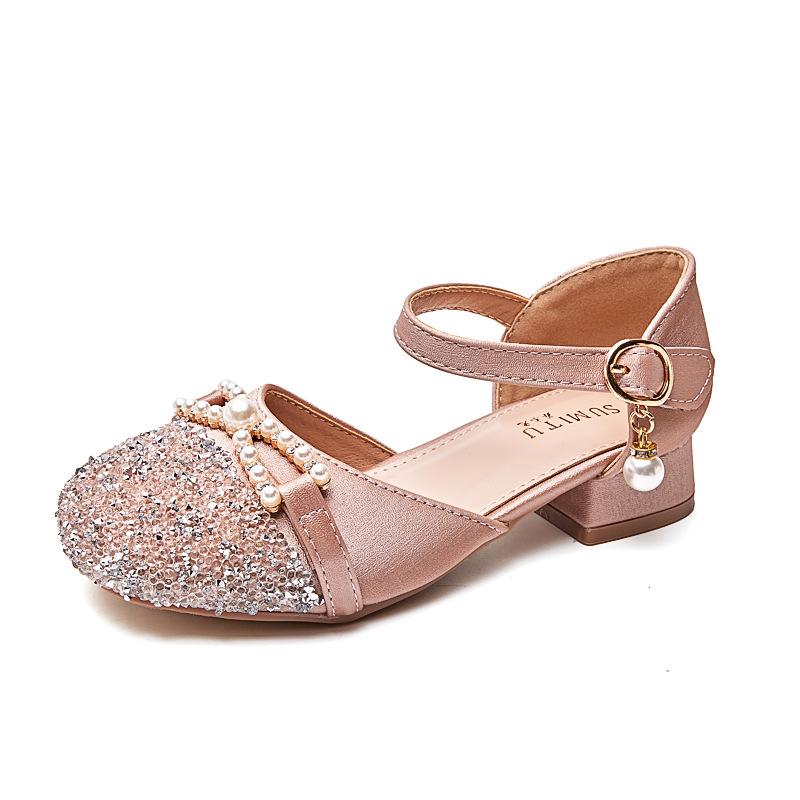

Girls Korean-style crystal princess shoes2026New Spring and Autumn Single Shoes with Sequins, Soft Sole Baby Rhinestone Shoes, Performance Leather 25（Insole Length16.7CM розовый
