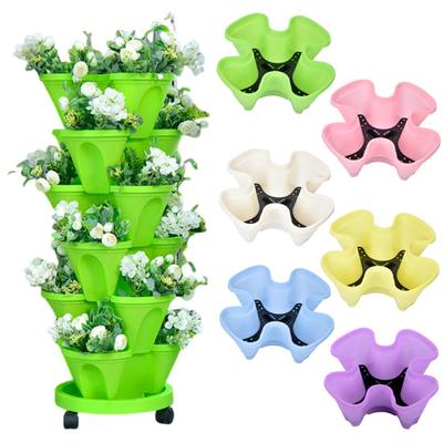 1/6 Etagen Stapelbarer Vertikaler Pflanzkasten Stapelturm Indoor Outdoor Gartenarbeit Pflanzgefäß