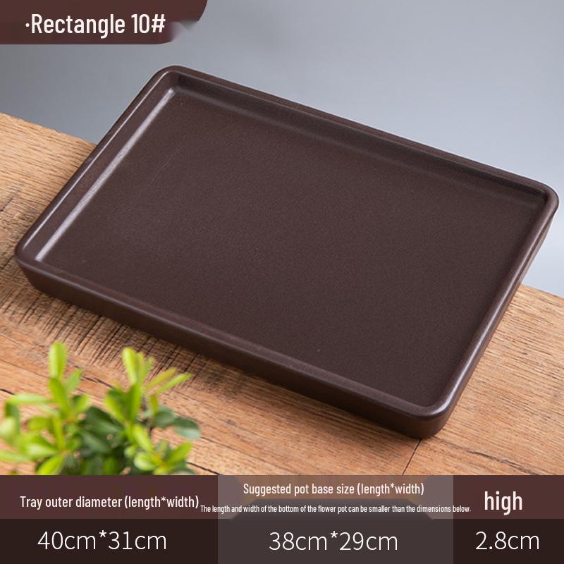 Purple Clay Ceramic Flower Pot Tray - Rectangular/Round Base for Water Catching Bonsai
