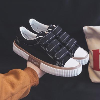 Spring Little White Shoes Women's Shoes New Versatile Black Velcro Canvas Shoes Cloth Shoes Sneakers Rubber Sole