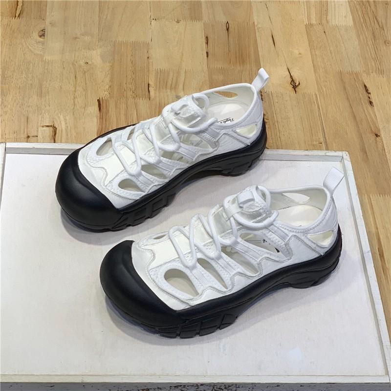 Fashion Summer Women Sandals Mesh Casual Shoes White Thick-Soled Lace-Up Sandalias Open Toe Beach Shoes for Women New Zapatos Mujer