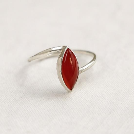 Marquise Carnelian Ring – 925 Sterling Silver | Orange Gemstone Boho Style | Handmade Jewelry for Women