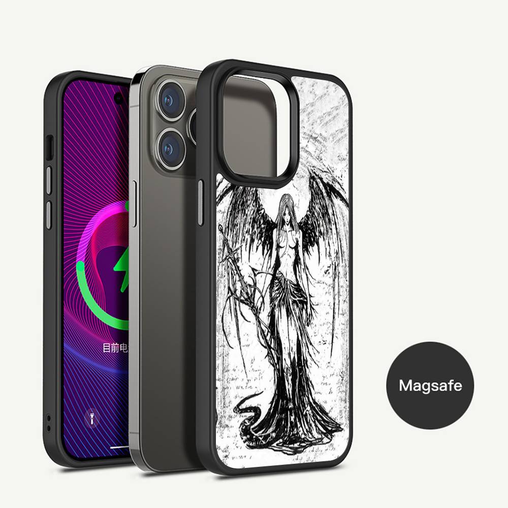 Gothic Girl Sculpture Phone Case Magnetic Case For iPhone 17 16 14 13 12 11 15 Pro Max For Wireless Charge Cover