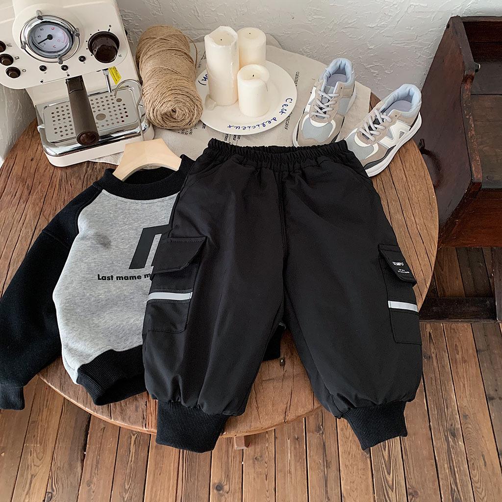 

Kino Winter Warm Thickened Cotton Cargo Pants for Boys - Korean Style Children s Apparel 110 cm чёрный