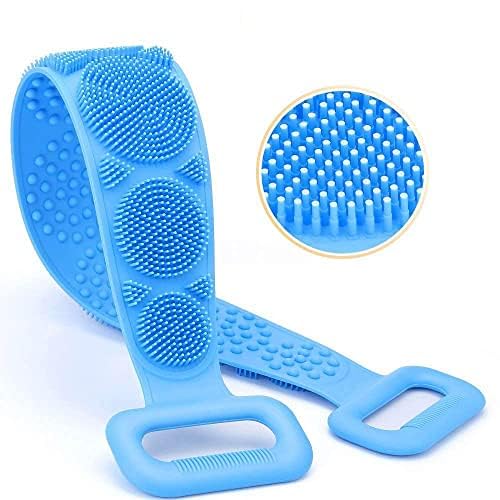 Bistrodel Silicone Bath Belt Towel Body Scrubber Exfoliating, Flexible And Quick-Dry Shower Scrub for Smooth Skin Skin-Friendly Bath Towel for Exf