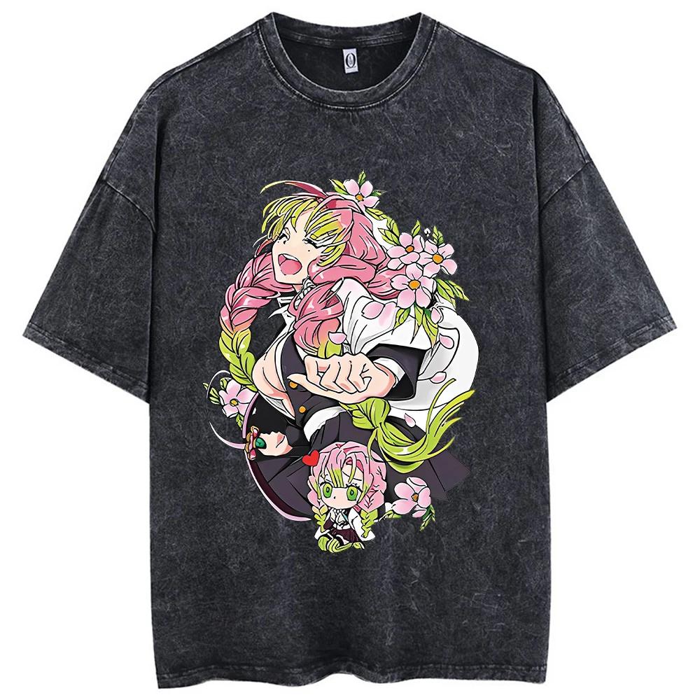 2026 Nouveau T-shirt Chaud Imprimé Anime Lavage Acide 100% Coton Streetwear Hauts Vintage Manga Mode T-shirts Oversize Unisexe