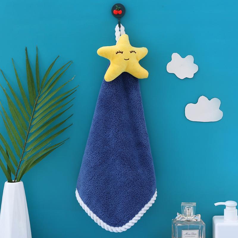 Big Goose Cute Coral Fleece Hanging Hand Towel for Kitchen & Bathroom