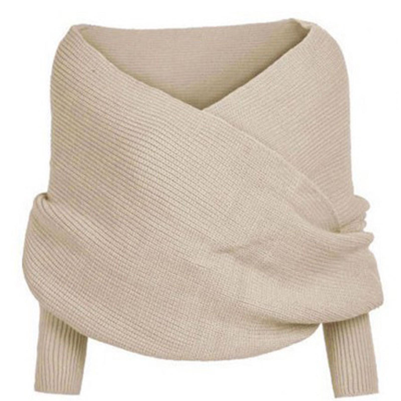 

Женский вязаный свитер, топы, шарф с рукавами, зимние теплые шарфы-шали One Size