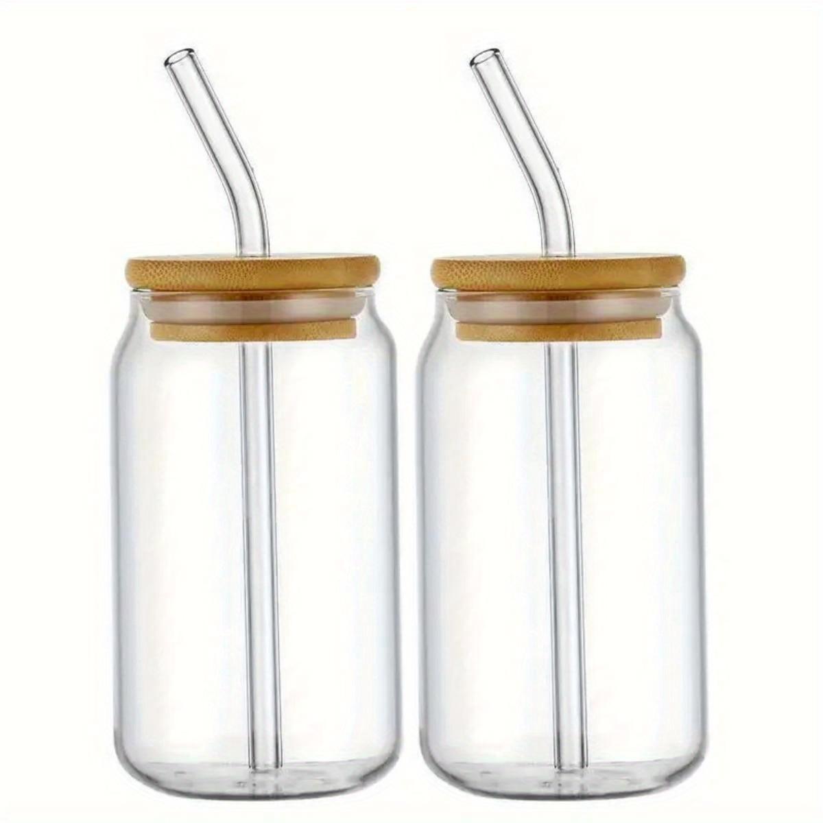 

2/4/6/8 шт. 16 унций Стаканы для питья в форме банки с крышками и соломинками Изолированные Портативные - Идеально подходят для холодного кофе и подарков на день рождения 500ml