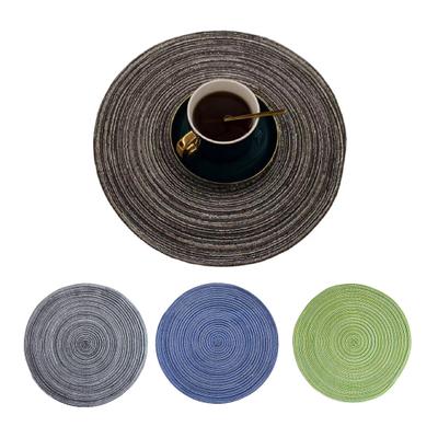 2 st Anti-slip runt bordsmatta set vävda bordstabletter Matbord Halkfria glasunderlägg för köksvärme