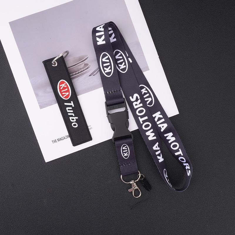 URDV7 Car Keychain Neck Wear ID Card Pass Lanyard Nylon Long Keyring Ribbon For KIA Ceed Sportage Cerato Sorento Optima Picanto Niro