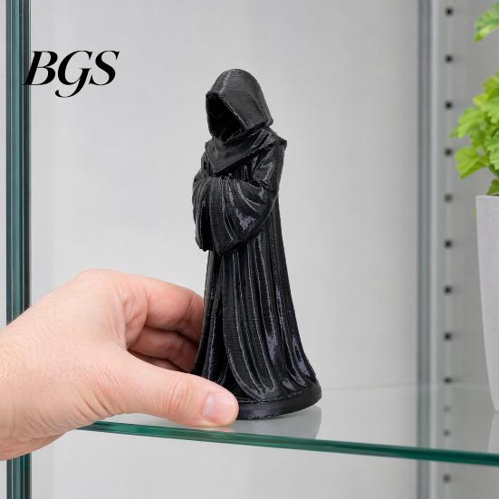 Dust-proof Resin Figure 3D Printed Hooded Robe Ornament, Matte Black Faceless Monk Figurine, Vintage Sculpture Gothic Style Sculpture, for Halloween