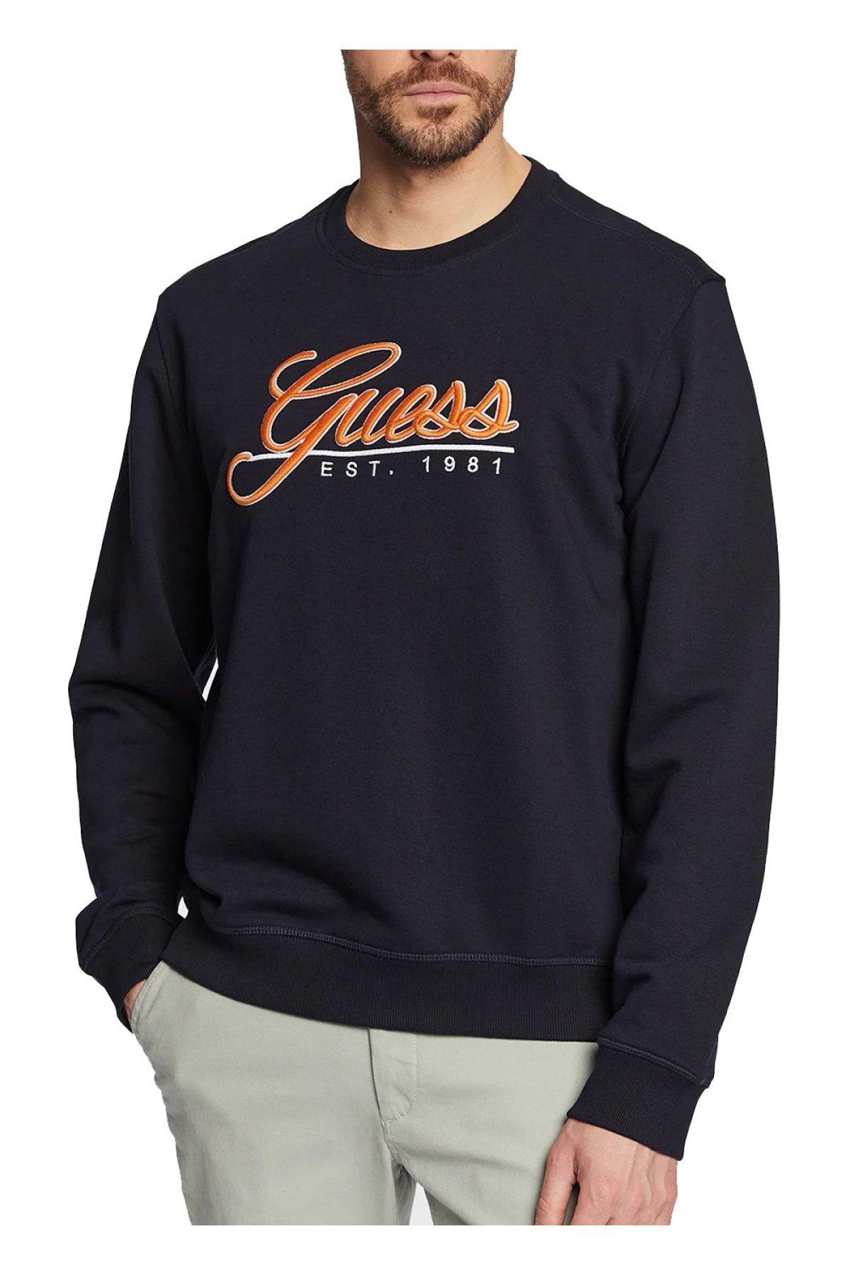 Guess Herren Schwarz Sweatshirt Rundhalsausschnitt Beau - Bild 4